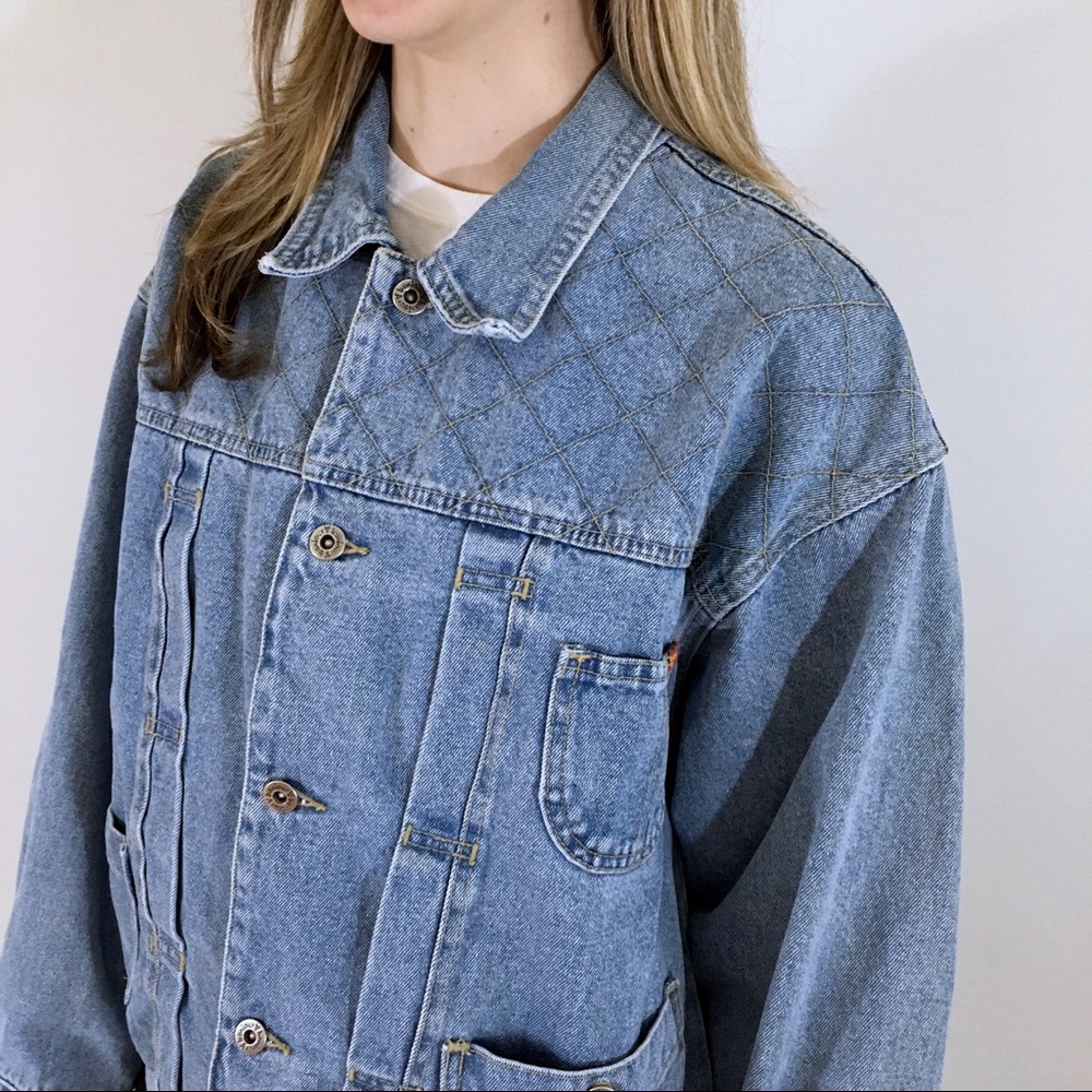80s 90s Vintage Embellished Denim Jacket Large